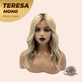 JBEXTENSION TERESA MONO 16INCH Monofilament Handmade Wig 6X5 Full Monofilament Hand Tied Top Wig 16 Inches Mix Blonde Curly Mono Lace Wig With Anti-slip Silicone Strips Glueless Wig TERESA MONO - 16Inch【BENDY EAR TABS】