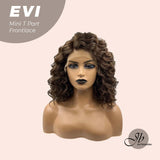 Nichole's Selection -15 Inches Deep Curly Brown Side Part Mini T Part Frontlace Glueless Wig EVI