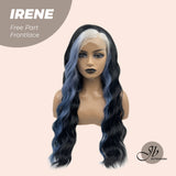 JBEXTENSION 28 Inches Black With Blue Highlight Body Wave Lace Front Wig.Pre Plucked 13*4 HD Transparent Lace Frontal Handmade Futura Fiber Swiss Lace Synthetic Fiber No Cut Lace Wig IRENE