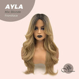 JBEXTENSION 24 Inches Body Wave Mix Blonde With Dark Root Pre-Cut Frontlace Wig AYLA MIX BLONDE