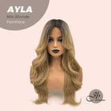 JBEXTENSION 24 Inches Body Wave Mix Blonde With Dark Root Pre-Cut Frontlace Glueless Wig AYLA MIX BLONDE