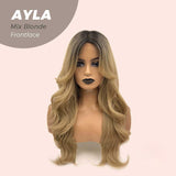 JBEXTENSION 24 Inches Body Wave Mix Blonde With Dark Root Pre-Cut Frontlace Glueless Wig AYLA MIX BLONDE