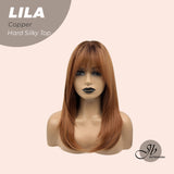 JBEXTENSION 20 Inches Copper Wolf Cut 3.5X4 Hard Silky Top Natural Scalp Effect Wig With Bangs LILA COPPER