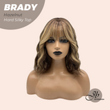JBEXTENSION 12 Inches Scalpiana Wave Hazelnut 3.5X4 Hard Silky Top Natural Scalp Effect Wig with Bang BRADY HAZELNUT