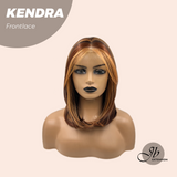 JBEXTENSION 16 Inches Auburn Highlight Pre-Cut Frontlace Glueless Wig KENDRA