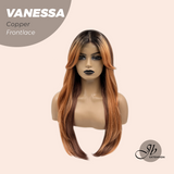 JBEXTENSION 26 Inches Curly Copper Pre-Cut Frontlace Wig VANESSA COPPER