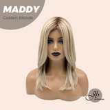 JBEXTENSION 18 Inches Golden Blonde Women Fashion Full Machine Wig MADDY GOLDEN BLONDE【PLUS PERMATEASE】【BENDY EAR TABS】