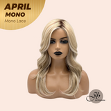 JBEXTENSION APRIL MONO Monofilament Handmade Wig 6X5 Full Monofilament Hand Tied Top Wig 18 Inches Mix Blonde Mono Lace Wig With Anti-slip Silicone Strips Glueless Wig APRIL MONO MIX BLONDE【BENDY EAR TABS】