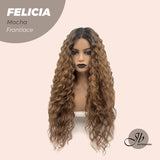 JBEXTENSION 28 Inches Extra Curly Mocha Long Pre-Cut Frontlace Glueless Wig FELICIA MOCHA