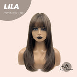 JBEXTENSION 20 Inches Cold Brown Wolf Cut 3.5X4 Hard Silky Top Natural Scalp Effect Wig With Bangs LILA