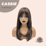 JBEXTENSION 19 Inches Long Cold Brown Wig with Bangs CASSIE COLD BROWN