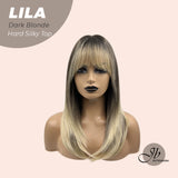 JBEXTENSION 20 Inches Blonde Wolf Cut 3.5X4 Hard Silky Top Natural Scalp Effect Wig With Bangs LILA DARK BLONDE