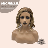 JBEXTENSION 10 Inches Cream Caramel Pre-Cut Side Part Snowflake Lace Frontlace Glueless Wig MICHELLE CREAM CARAMEL【BENDY EAR TABS】