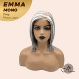 JBEXTENSION EMMA MONO Monofilament Handmade Wig 6X5 Full Monofilament Hand Tied Top Wig 14 Inches Grey Mono Lace Wig With Anti-slip Silicone Strips Glueless Wig EMMA MONO GREY【BENDY EAR TABS】