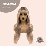 Nichole's Selection - 28 Inches Highlight Peach Curly With Dark Root Frontlace Glueless Wig DEANNA