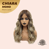 JBEXTENSION CHIARA MONO Full Monofilament Wig 18 Inches Brown With Highlight Wave Full Mono Lace Wig CHIARA MONO