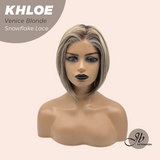 JBEXTENSION 12 Inches Bob Cut Venice Blonde Pre-Cut Snowflake Lace Frontlace Glueless Wig KHLOE VENICE BLONDE【PERMATEASE】