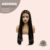 JBEXTENSION 28 Inches Midnight Brown( Black/Brown) Straight 13X3.5 Free Part Pre-Cut Frontlace Glueless Wig ARUONA MIDNIGHT BROWN