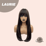 JBEXTENSION 26 inches Tea Black Darkest Brown Long Layered Wig LAURIE