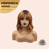 JBEXTENSION VERONICA MONO Full Monofilament Wig 12 Inches Auburn Wave Mono Lace Wig With Anti-slip Silicone Strips Glueless Wig VERONICA MONO AUBURN