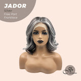 JBEXTENSION 10 Inches Silver Curly Lace Front Wig.Pre Plucked 13*4 HD Transparent Lace Frontal Handmade Futura Fiber Swiss Lace Synthetic Fiber Wig JADOR SILVER