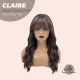 JBEXTENSION 22 Inches Scalpiana Water Chestnut Brown 3.5X4 Hard Silky Top Natural Scalp Effect Women Wig with Bangs CLAIRE SILKY TOP - WATER CHESTNUT BROWN