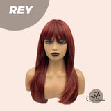 JBEXTENSION 22 Inches Wolf Cut Red Wig With Bangs REY