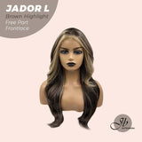 JBEXTENSION 24 Inches Brown Highlight Curly Lace Front Wig.Pre Plucked 13*4 HD Transparent Lace Frontal Handmade Futura Fiber Swiss Lace Synthetic Fiber Pre-Cut Lace Glueless Wig JADOR L BROWN HIGHLIGHT