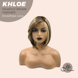 HOT OF SEASON - 12 Inches Bob Cut Hazelnut Blonde Highlight Pre-Cut Snowflake Lace Frontlace Glueless Wig KHLOE HAZELNUT BLONDE HIGHLIGHT【PERMATEASE】