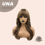 JBEXTENSION 22 Inches Light Brown Wave With Bangs Wig UNA LIGHT BROWN