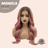 JBEXTENSION 26 Inches Curly Mix Pink Pre-Cut Frontlace Glueless Wig MONICA MIX PINK