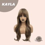 JBEXTENSION 24 Inches Light Brown Curly Wig With Bangs KAYLA