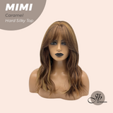 HOT OF SEASON - 16 Inches Scalpiana 3.5X4 Hard Silky Top Natural Scalp Effect Caramel Body Wave Wig With Bangs Wig MIMI SILK TOP CARAMEL