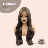 Get this look with JBEXTENSION 26 Inches Curly Women Cold Brown Wig Pre-Cut Frontlace Glueless Wig EMMIE BROWN