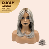 JBEXTENSION D.KAY MONO Partial Monofilament Wig 18 Inches Ash Grey Partial Mono Lace Glueless Women Fashion Wig D.KAY MONO ASH GREY【BENDY EAR TABS】