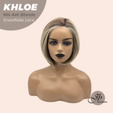 JBEXTENSION 12 Inches Bob Cut Mix Ash Blonde Pre-Cut Snowflake Lace Frontlace Glueless Wig KHLOE MIX ASH BLONDE【PERMATEASE】