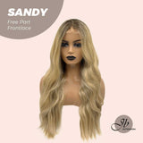 JBEXTENSION 26 Inches Blonde With Dark Root Wave Lace Front Wig.Pre Plucked 6*14 HD Transparent Lace Frontal Wig SANDY