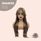 JBEXTENSION 26 Inches Brown Free Part Pre-Cut Frontlace Wig With Bangs JUANITA