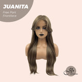 JBEXTENSION 26 Inches Brown Free Part Pre-Cut Frontlace Glueless Wig With Bangs JUANITA