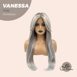 Nichole's Selection - 26 Inches Curly Grey Pre-Cut Frontlace Wig VANESSA GREY