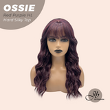 JBEXTENSION 22 Inches Scalpiana Long Wave Red Purple Highlight 3.5X4 Hard Silky Top Natural Scalp Effect Wig with Bangs OSSIE RED PURPLE HIGHLIGHT