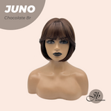 JBEXTENSION 10 Inches Short Chocolate Brown Wig with Bangs JUNO