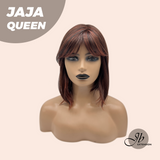 JBEXTENSION 12 Inches Red Short Women Fashion Wig With Bangs JAJA QUEEN RED【PLUS PERMATEASE】【BENDY EAR TABS】