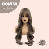 HOT OF SEASON - JBEXTENSION 26 Inches Brown Curly 3.5X4 Hard Silky Top Natural Scalp Effect Wig With Bangs BONITA