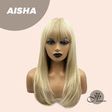 JBEXTENSION 24 Inches Light Blonde Women Wig With Bangs AISHA