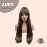 JBEXTENSION 24 Inches Cold Brown Wig With Bangs LUCY COLD BROWN