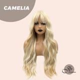 JBEXTENSION 30 Inches Long Body Wave Mix Blonde Wig With Bangs CAMELIA