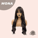 JBEXTENSION 26 Inches Midnight Brown( Black/Brown) Wave Wig With Bangs MONA