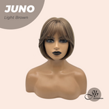 JBEXTENSION 10 Inches Short Light Brown Wig with Bangs JUNO LIGHT BROWN