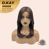 JBEXTENSION D.KAY MONO Partial Monofilament Wig 18 Inches Dark Brown Partial Mono Lace Glueless Women Fashion Wig D.KAY MONO DARK BROWN【BENDY EAR TABS】
